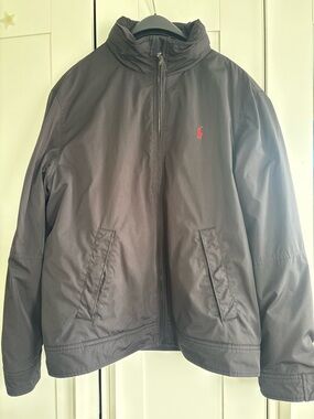 Sold!!!Polo Ralph Lauren Men's Black Bomber Zipped Up Jacket with Hidden Hood, L